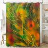 Bright Abstract Shower Curtain Green Yellow Red Gold Black Striped Pattern Watercolor Style Bathroom Decor
