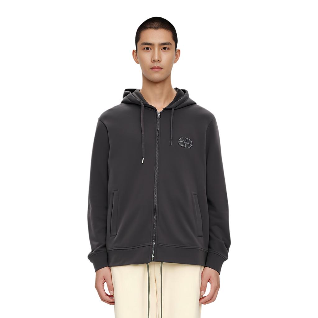 Emporio Armani Zipped Logo Embroidered Hoodie 8N1ML6-1JHSZ-0842