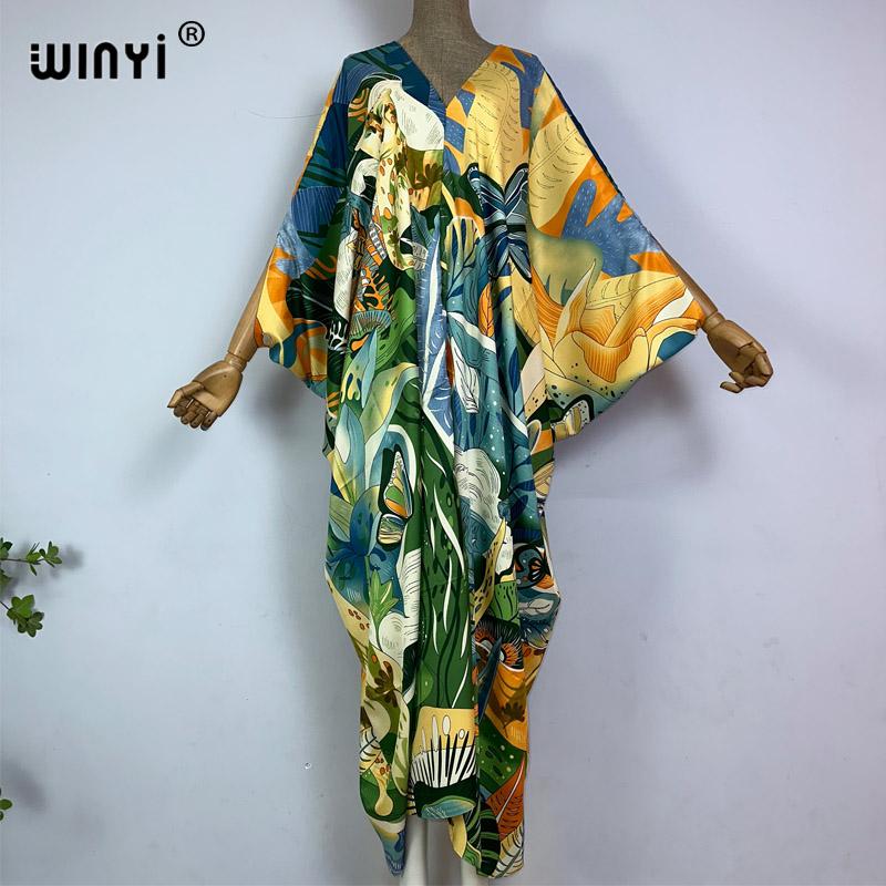 

Длина платья WINYI:130 см Модные турецкие платья Bohemia Print abaya Женщины макси кафтан летнее цветное африканское вечернее платье женщина One Size