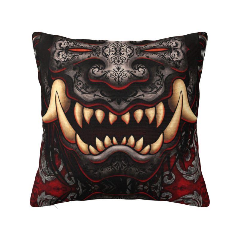 Fashion Japan Samurai Demon Oni Cushion Cover 40x40cm Velvet Hannya Tattoo Pillow Case for Sofa Car Square Pillowcase Home Decor 30x30cm 12x12in