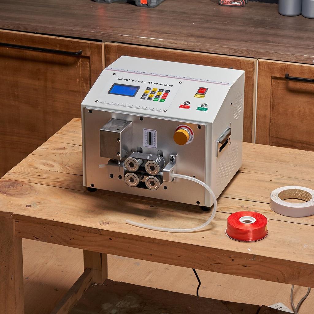 Auto Heat-Shrink Tube Cutter, Automatic Pipe Cutting Machine with LCD Display, 1mm-20mm Cutting Diameter, 0.1mm-99999.9mm Cutting Length, Ideal for
