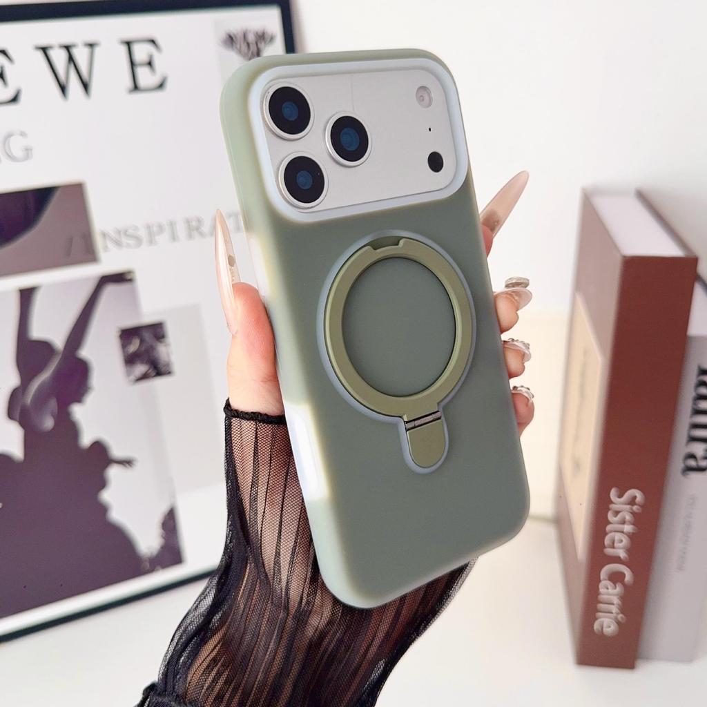 Compatibile con Apple iPhone 17 Pro Max Custodia con Cerniera in Silicone Liquido & iPhone 16/15 Custodia con Supporto Magnetico Dopamina