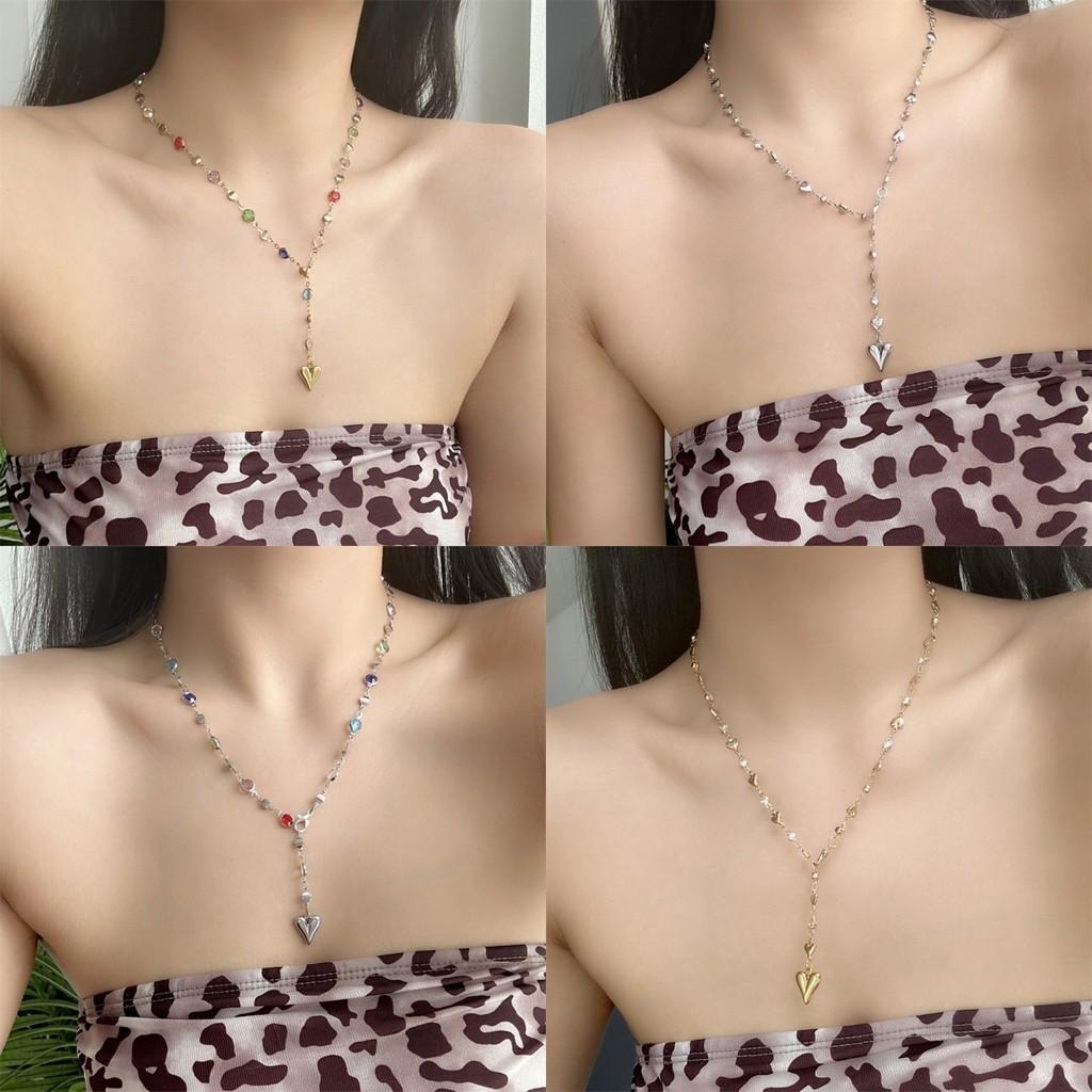 Minimalist Summer Fashion Heart Y Shaped Chain Jewelry For Women With Geometric Heart Style