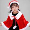 Girls Christmas Cape Velvet Cloak With Plush Trim Ties Holiday Party Cosplay