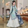 Chinese Qing Dynasty Style Restored National Costume Round Neck Top Retro Printed Skirt Women's Suit