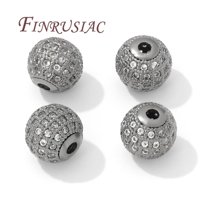 6mm 8mm 10mm Spacer Beads 18K Gold Plated Brass Zircon Bead,Separator For Bead,DIY Jewelry Making Supplies,Bracelets Accessories