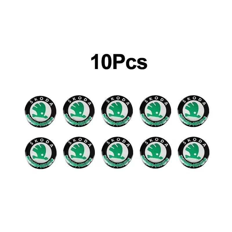 ABCDGF1 14mm Auto Fernbedienung Schlüssel Aufkleber Aluminium Emblem Decal Für Skoda Octavia Kodiaq Fabia Derivati Yeti Enyaq A7 Superb Rapid Kamiq Karoq
