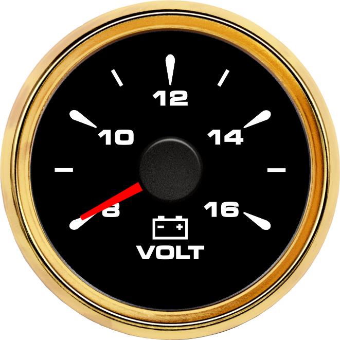 Voltmeter 52mm Marine Boat Volts Gauge Waterproof Voltage Volt Indicator with 7 Colors Backlight 8-16V 2 Inch Gauge for Auto
