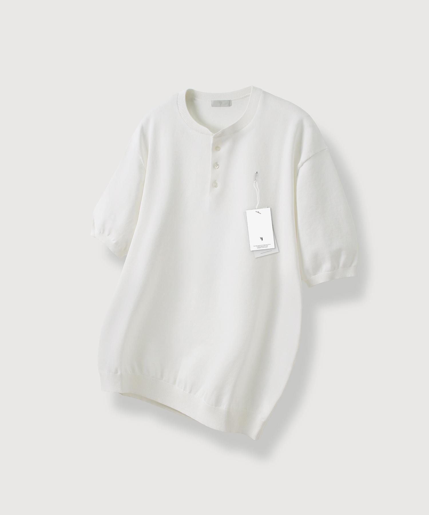 Mood Inside Washable Cool Cotton Henley Neck Knit_White White/I(95~100)