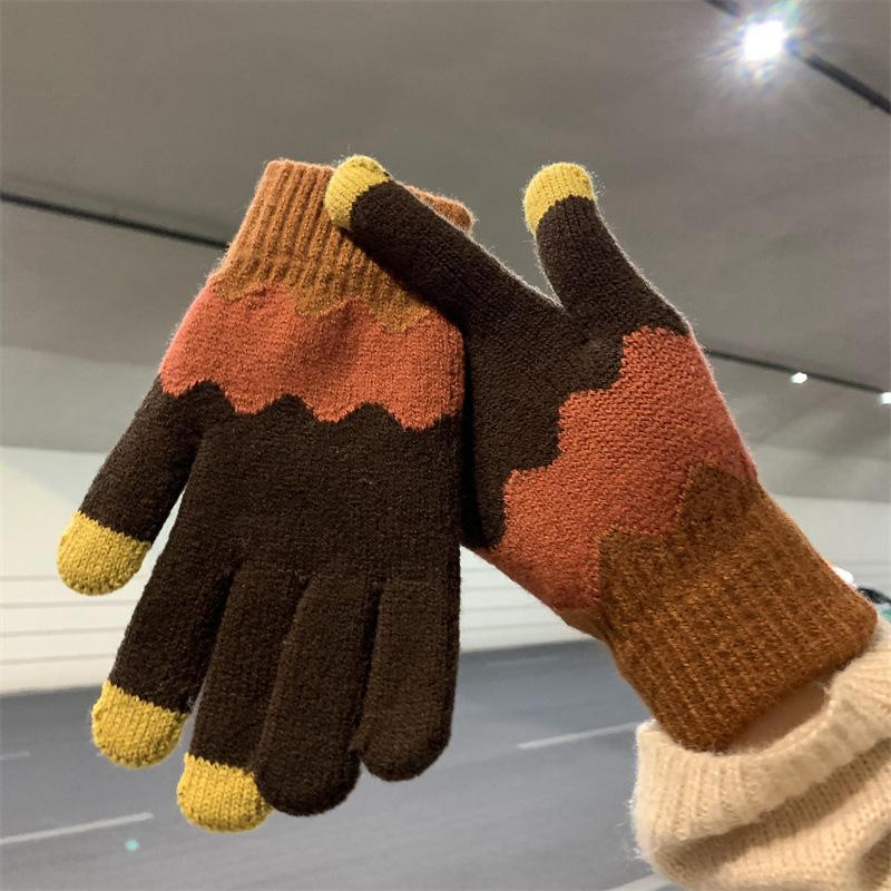 

Перчатки для сенсорных экранов для женщин на осень и зиму Ins Student Couple Plus Velvet утолщенные теплые ветрозащитные и холодные перчатки с пальцами для мужчин one size fits all