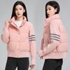 Cotton clothes women's short autumn and winter new stand-up collar loose splicing knitted loose casual jacket jacket cotton-padded clothes