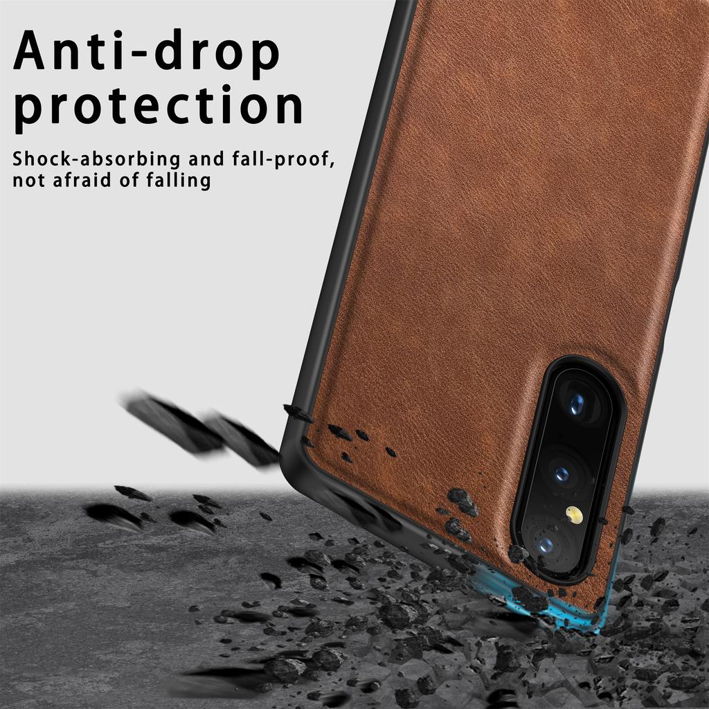 For Sony Xperia 1 V PU Leather+TPU+PC Phone Shell Retro Phone Case Drop Protection Phone Cover