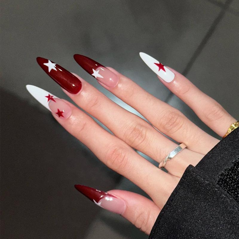 Trendy Wearable Star French Nail Art Stickers - High-End Hot Girl False Nails