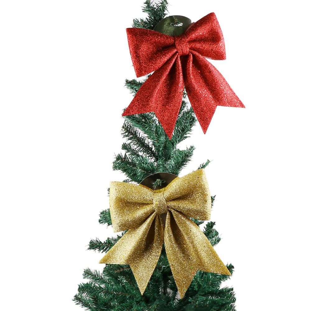 Blingbling Christmas Bow Red Gold Big Xmas Tree Bowknot Pendant Ornaments for Home Decoration New Year Party DIY Gifts