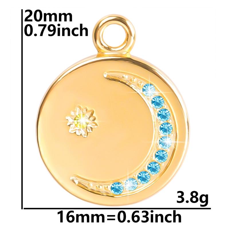 6 szt. Klasyczny Wisiorek Księżyc Pozłacany Prawdziwym Złotem 18K Stal Nierdzewna Zawieszki Do Tworzenia Biżuterii Luna Gwiazda Sowa Czarownica Zawieszka DIY Breloque