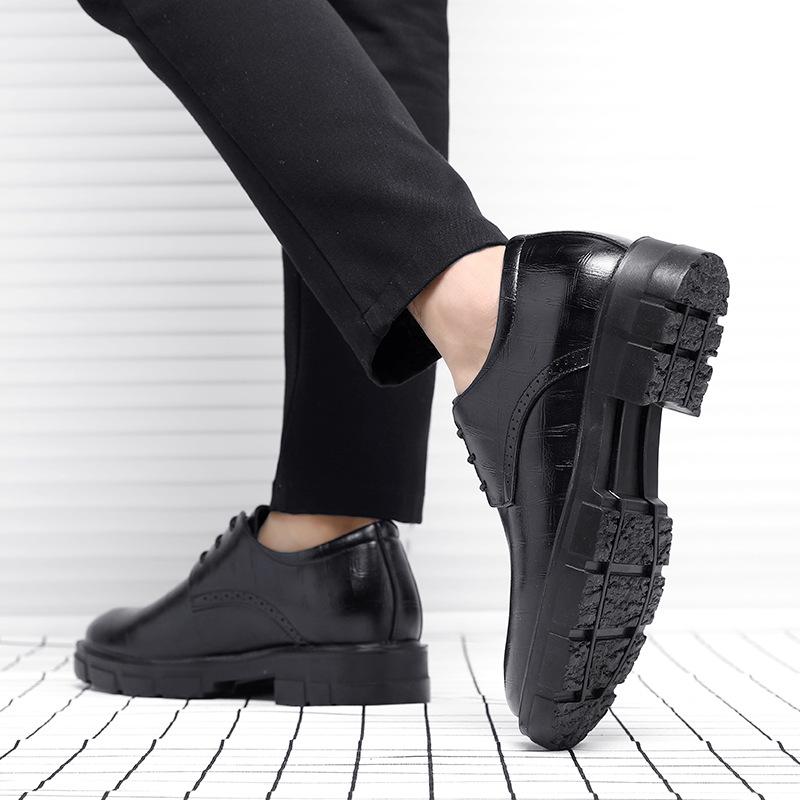 Men's Inner Heightening Leather Shoes 10cm Thick-soled Business Dress Heightening Shoes 8cm Wedding Groom Casual Leather Shoes Men