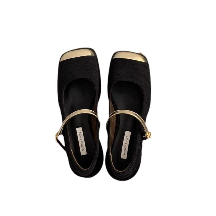 Square Head Shallow Mouth Thick Heeled Single Shoes Female Spring and Summer Temperament Fairy High Heeled Mary Jane Shoes