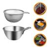 OUNONA Stainless Steel Colander and Bowl Set with Handles, Deep, Egg Beater, Cream Whisk, Salad Mixer, Rinse Rice, Strainer, Basket for Fruits and