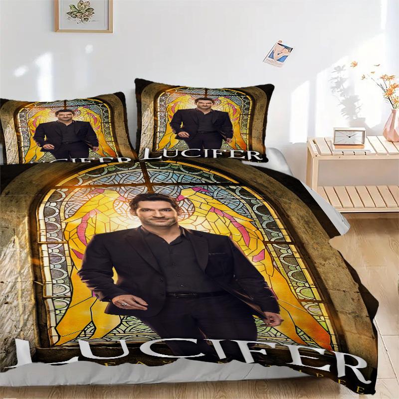 

Lucifer Season Three Poster Bedding Set Comforter Cover Gift for Bedroom,Includes 1 Cover and 2 Pillowcases, No InsertB299 135x200cm