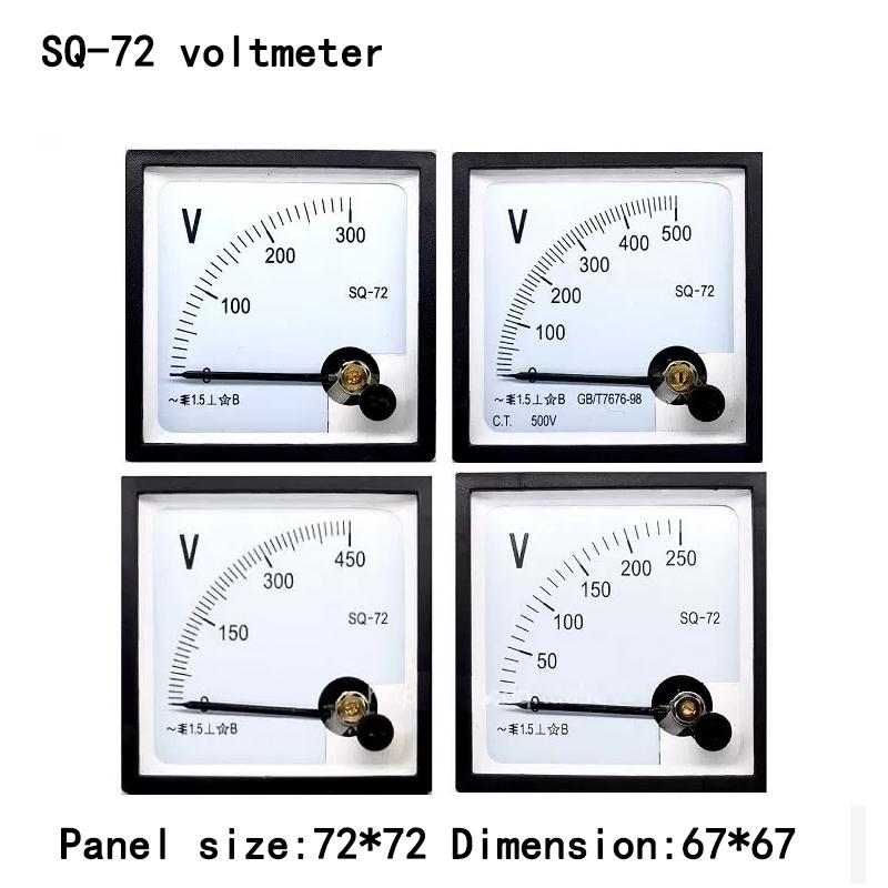 SQ-72 AC Voltmeter Ammeter 100/5 500/5 200/5 300/5 AC250V 450V 45-55/65Hz 220V 380V Frequency Meter 72*72mm