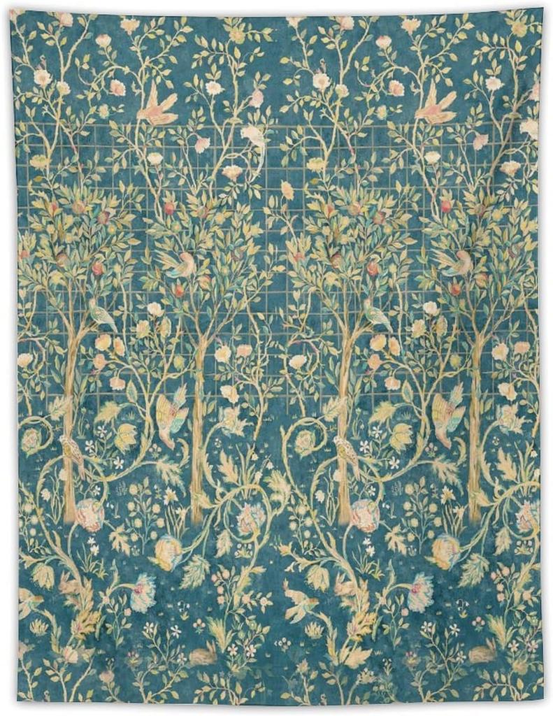Vintage Plant Tapestry William Morris Art Flower Tree Pattern Tapestry Home Wall Decoration Suitable For Living Room Bedroom