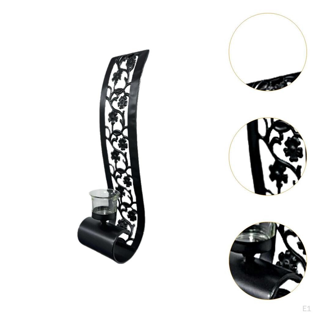 Wall Sconce Candle Holder Mount Metal Black Decoration, Hanging