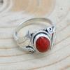 Red Coral 925 Sterling Silver Ring, Gemsotne Handmade Women Ring