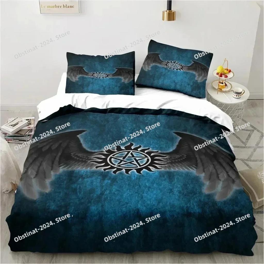 Top Supernatural Logo Bedding Set Printed single Comforter Quilt Bed Cover Duvet Cover Pillow Case 3 Pieces Sets Kids Adult Size