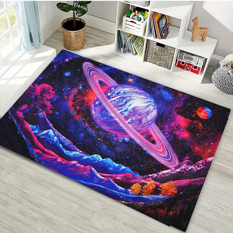 Modern Cartoon Space Rocket Carpet For Living Room Decoration Rug Porch  kids Bedroom Sofa Table Non-slip Floor Mat Home Doormat