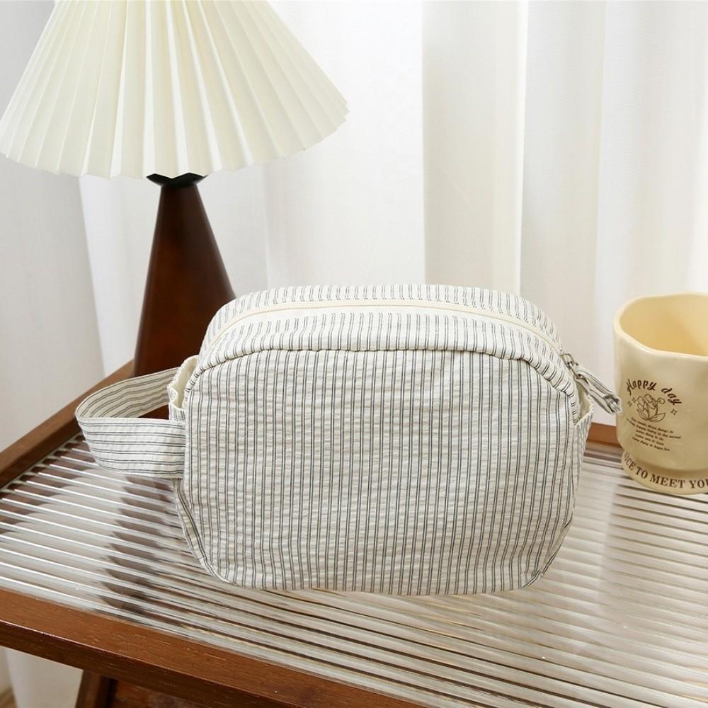 Lightweight Striped Cosmetic Bag Portable Makeup Bag New Storage Bag Daily Use