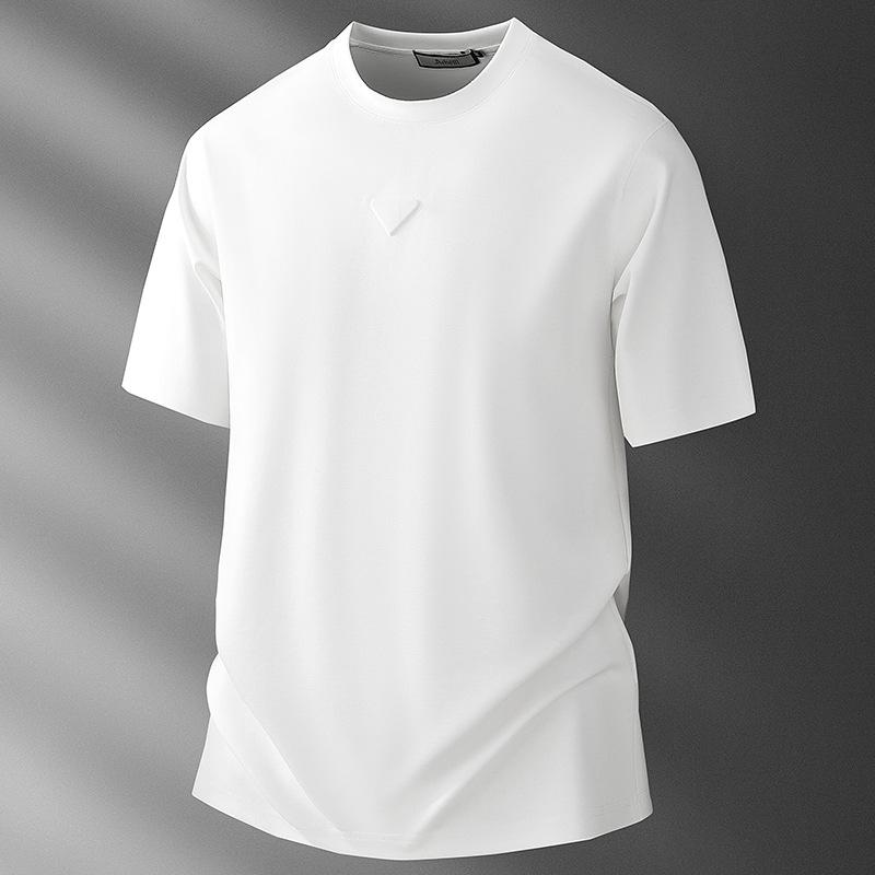 Men s Italian Fashion Light Luxury Ice Silk Modal Short Sleeve T-Shirt L