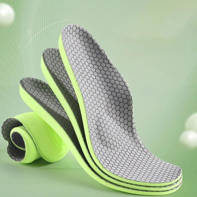 Fashion 2pc Sport Insoles Unisex Arch Support Orthotic Insoles Breathable Deodorant High Elastic Shock Absorption Cushion Soft Shoe Pads