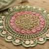 Vintage Embroidery Lace Doily Placemat Mandala Colorful Lace Coaster Table Cloth Round Hollow Table Cup Mat for Kitchen Table