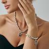 Personality Sliver Color Irregular Geometric Acrylic Gemstone Pendant CCB Beaded Necklace Bracelets for Women Designer Jewelry