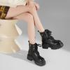 Women's British Style Lace-Up Ankle Boots - Genuine Leather, Thick Sole, Heightening, Autumn/Winter 2025