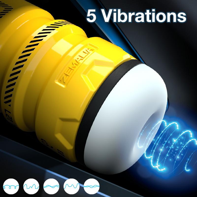 Automatic Vibration Male Masturbator ZEMALIA Vibration Stroker Sleeve 3D Textured Soft Silicone Portable Pocket