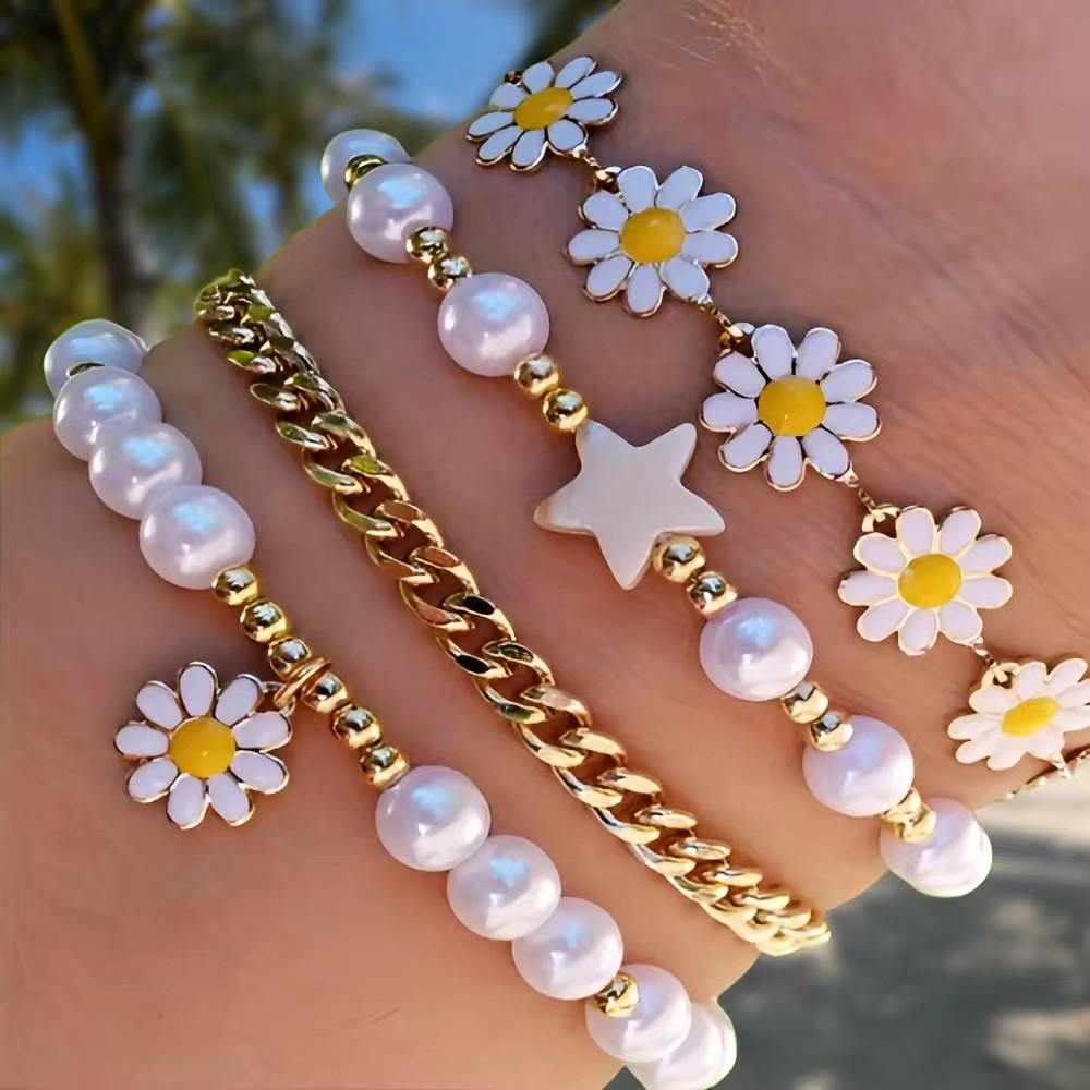 

Набор простых женских модных браслетов из 4 штук, комбинация, бриллиантовый браслет, женский, универсальный, высококлассный браслет, браслет, браслет