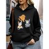 Women's Cute Cartoon Cat Print Hoodie Casual Sporty Pullover Sweatshirt Autumn Winter Warm Pullovers Casual Hoodie