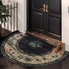 European Retro Mosaic Half Round Doormat Non-Slip Washable Floor Mat for Front Door Home Decor