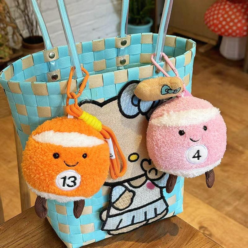 Cartoon Simulation Small Billiard Ball Pendant Ball Plush Toy Bag Doll Keychain Hanging Desktop Ornament