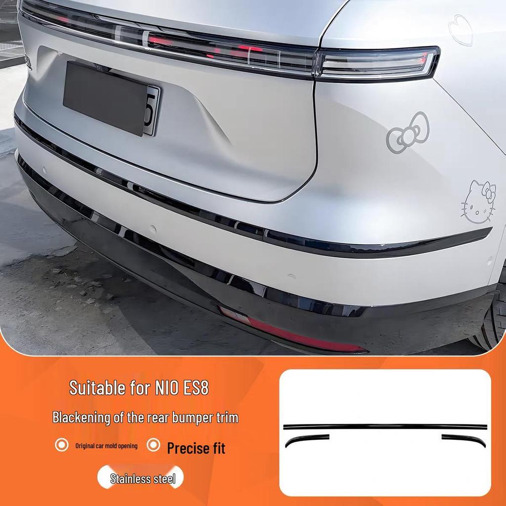 NIO L90 Fenster & Zierleisten Helle Streifen, Schwarz Abgedunkeltes Stoßstangen & Türkantenset