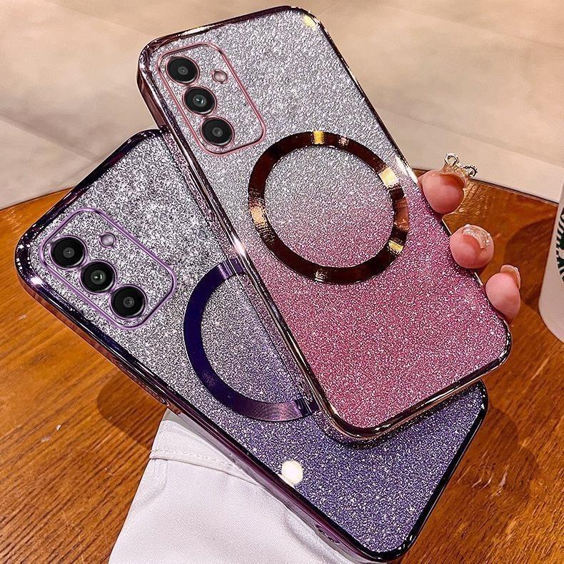 Applicable to OPPOReno12Pro mobile phone case magnetic suction electroplating gradual change glitter A58 simple 3A79 new anti-drop cover