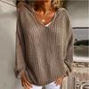 Yellow Loose V Neck Hooded Mesh Knit Top