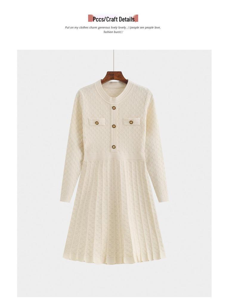 Früher Herbst 2025 Französisches High-End A-Linien Plisseekleid