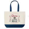 Tote Bag - PLANETEE - Olivia the Most Beautiful - Blue Background - Cotton 40x45 Cm - Large Size