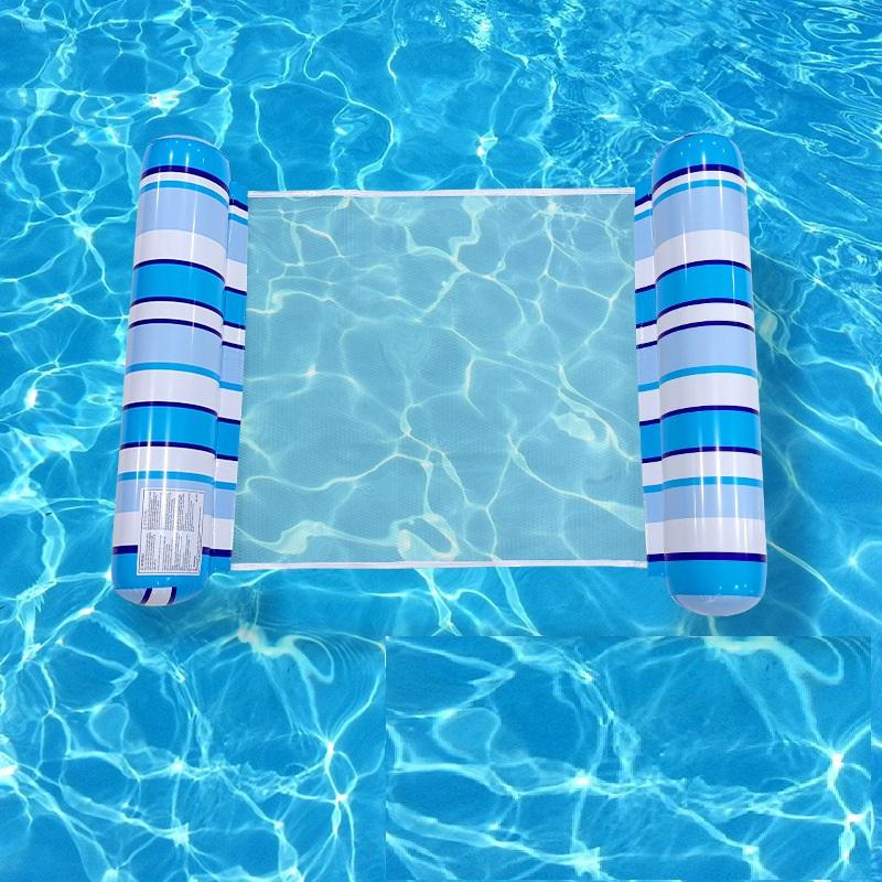 Summer Swim Inflatable Floating Water Mattresses Hammock Stripe Lounge Chairs Pool Water Sports Toys Floating Mat Pool Toys Kids