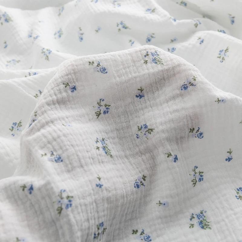 135x50cm/500cm Pure Cotton Printing Double-Layer Crepe Fabric, Making Soft Pajamas Clothes Blanket Fabric DIY Clothing Cloth