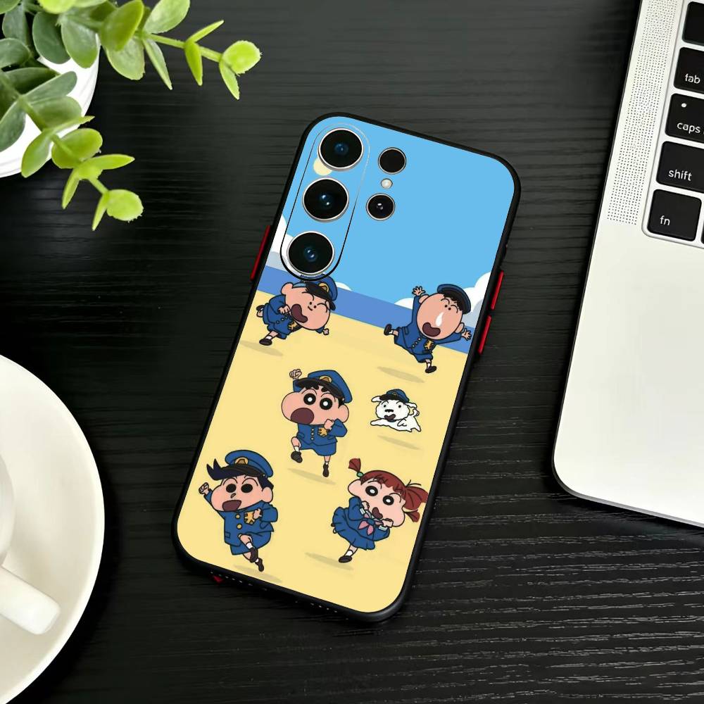 Cartoon N-Crayon Shin-chan Phone Case For Samsung S26,S25,S24,S23,S22,S30,S21,Ultra,Plus,FE 5G Black Soft Cover