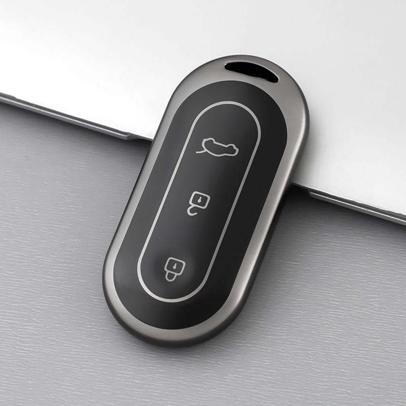 Compatible Key Case for AITO M5/M7: Huawei Titanium Gold Gray Soft Rubber Car Key Protective Shell