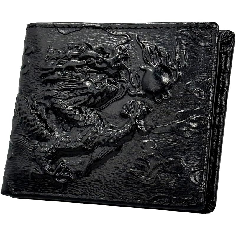 

[FashionBerry] black dragon short wallet men s genuine leather relief dragon fashion Genuine leather leather leather cowhide bifold bifold wallet male